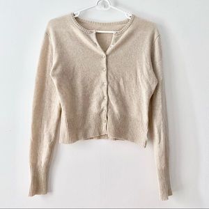 Sand beige cashmere cardigan sweater cropped